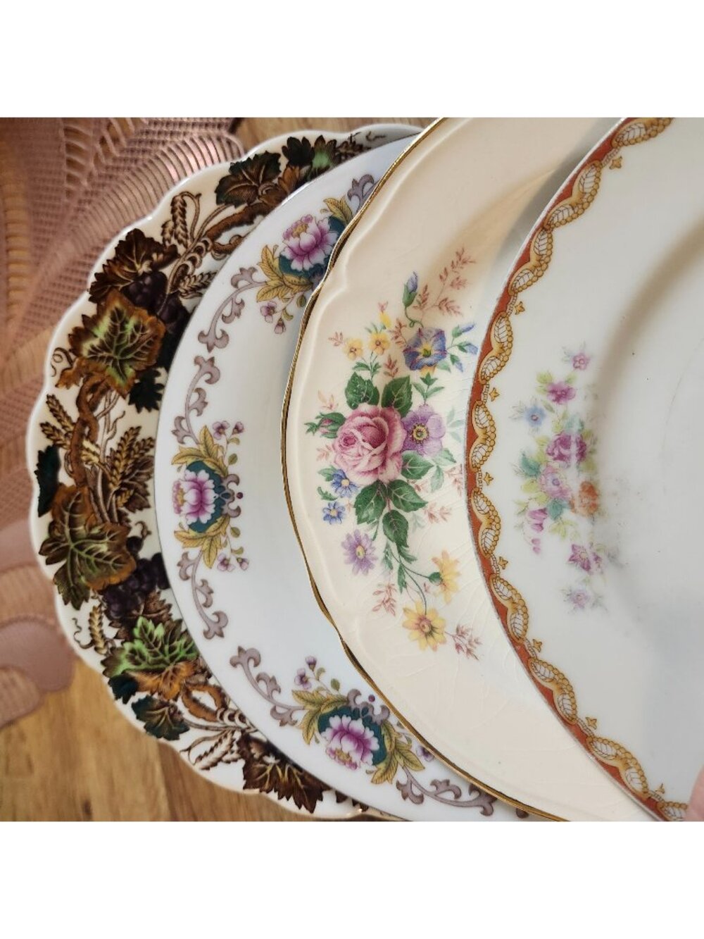 Mismatched Floral Fine China ~7" Salad Lunch Plates Porcelain Eclectic Set